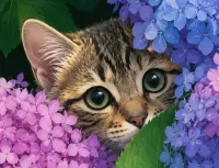 Пазл Котёнок и цветы 