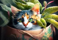 Пазл Котёнок в лопухах