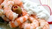 Пазл креветки с соусом