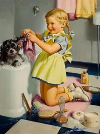 Пазл Купание щенка