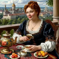 Пазл Купчиха за чаем