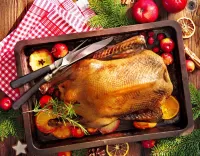 Пазл Курица с фруктами 