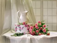 Пазл Кувшин и розы
