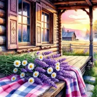 Пазл Лавнда и ромашки