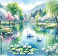 Пазл Лебеди