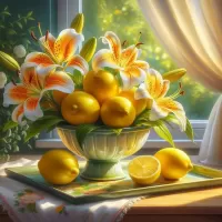 Пазл Лилии и лимоны