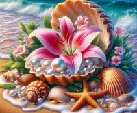 Пазл Лилия и жемчуг 