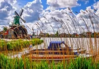 Пазл Лодка и мельница