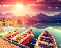 Пазл Лодки на озере