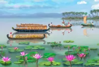 Пазл Лодки на озере