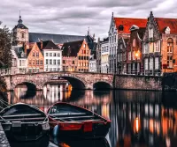 Пазл Лодки у моста