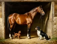 Пазл Лошадь и собаки
