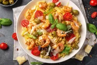 Пазл Макароны с креветками 