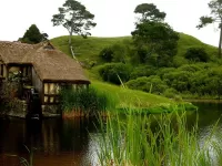 Пазл Мельница пруд