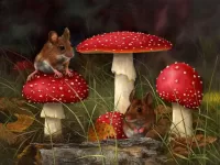Пазл Мыши и мухоморы