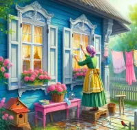 Пазл Мытье окон