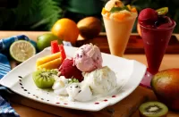 Пазл Мороженое и фрукты 