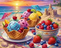 Пазл Мороженое и ягоды 