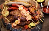 Пазл Мясо и креветки