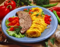 Пазл Мясо и макароны 