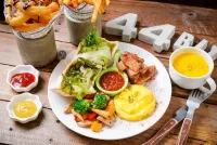 Пазл Мясо к овощам