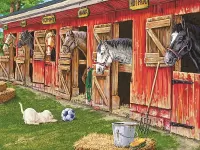 Пазл На конюшне