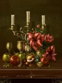 Пазл Натюрморт со свечами