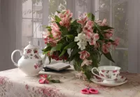 Пазл Натюрморт с альстромерией