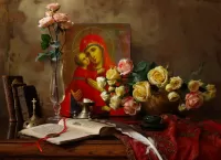 Пазл Натюрморт с иконой