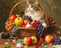 Пазл Натюрморт с кошкой