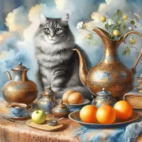 Пазл Натюрморт с котом 