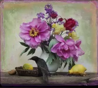 Пазл Натюрморт с пионами 