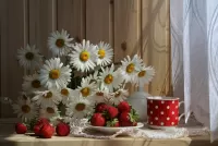 Пазл Натюрморт с ромашками