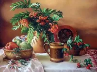 Пазл Натюрморт с рябиной