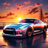 Пазл Nissag GTR и закат