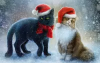 Пазл Новогодние коты