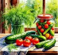 Пазл Огурцы и помидоры