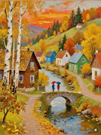 Пазл Осень в деревне