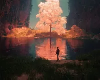 Пазл Озеро и человек