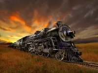 Пазл Паровоз в поле