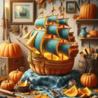 Пазл Парусник из тыквы