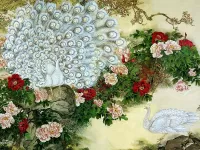 Пазл Павлины и цветы