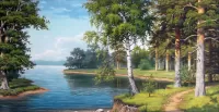 Пазл Пейзаж с рекой 