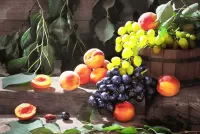 Пазл Персики и виноград