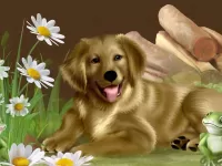 Пазл Пес и лягушки