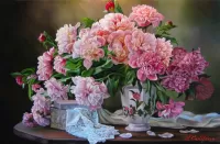 Пазл Пионы и шкатулка