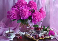 Пазл Пионы и вишня