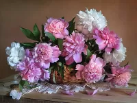 Пазл Пионы в корзине