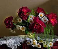 Пазл Пионы в вазе