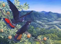 Пазл Попугаи на ветке